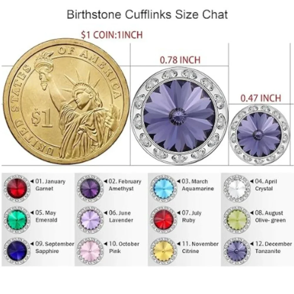 Men's Birthstone Tuxedo Studs and Cufflinks Set